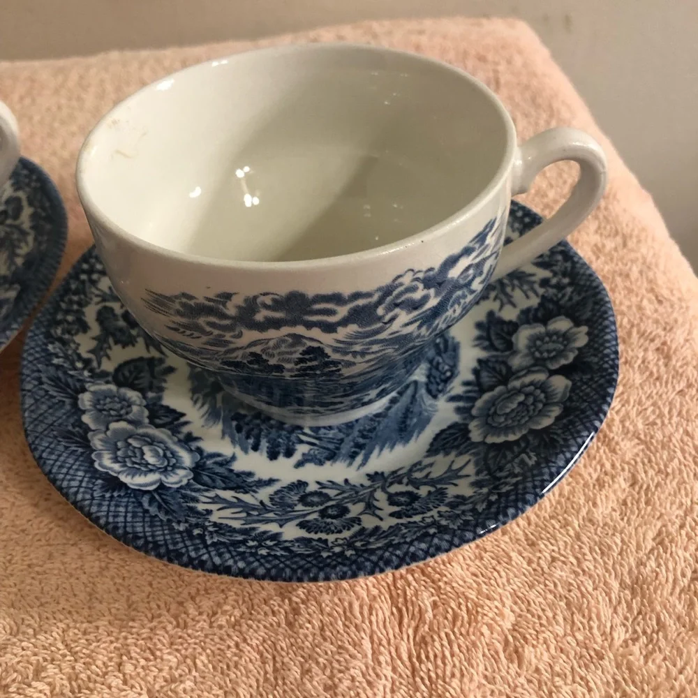 Vintage Lochs of Scotland Royal Warwick 5 Tea Cups & 6 Saucers Loch Duich & Dich